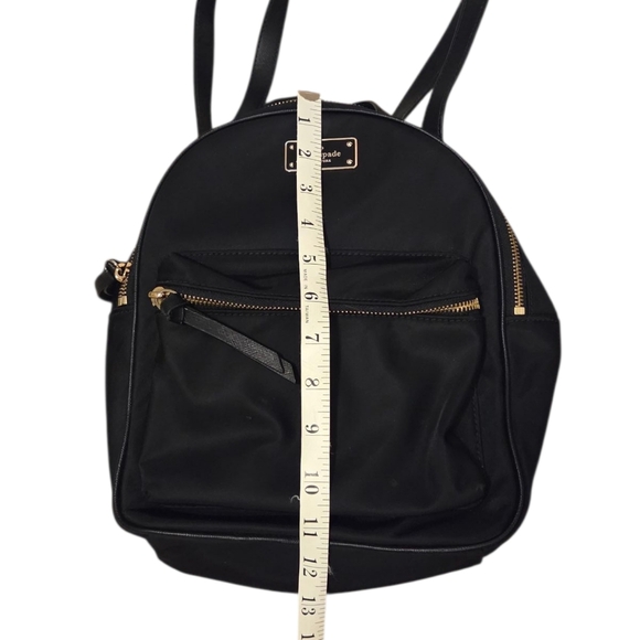 Kate Spade Small Wilson Road Nylon Backback Black Gold Zipper Purse Carryon - Picture 3 of 9